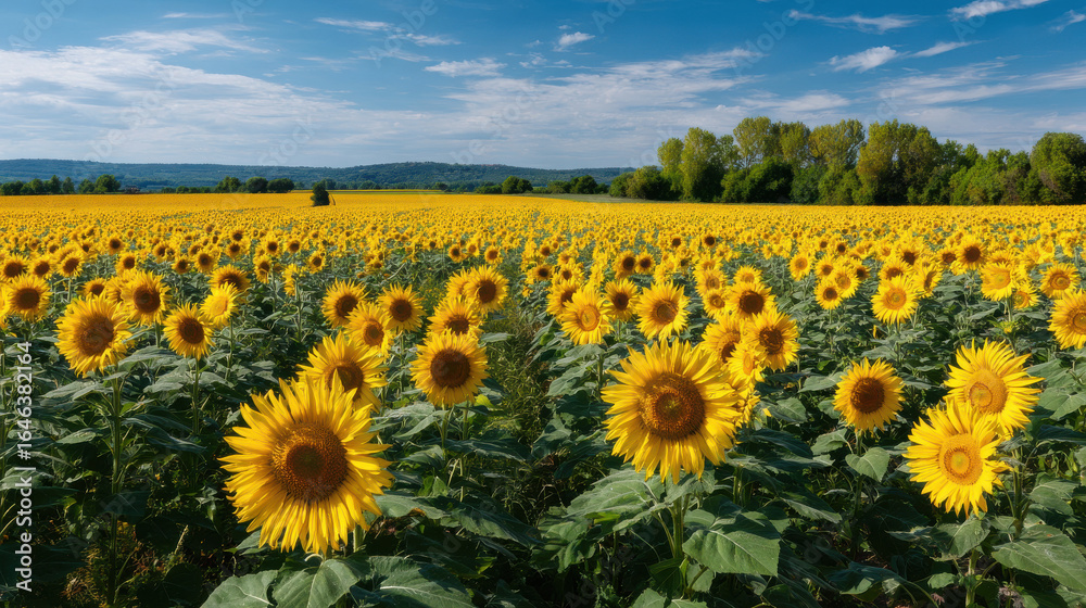 Obraz premium breathtaking summer landscape featuring sunflower fields under bright sun captured across different countries