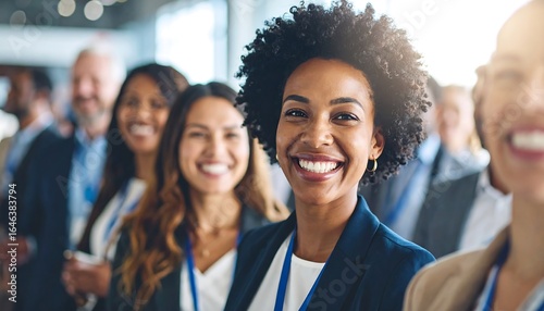 Smiling businesswomen conference.