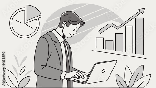 Business Analyst Working With Computer and Analytics for Success