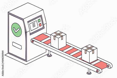 Automated Conveyor Belt with Quality Control Check Illustration