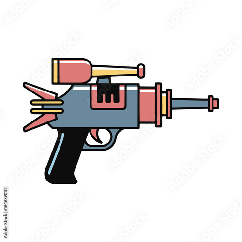 Retro futuristic ray gun illustration ready for space adventures and creative projects
