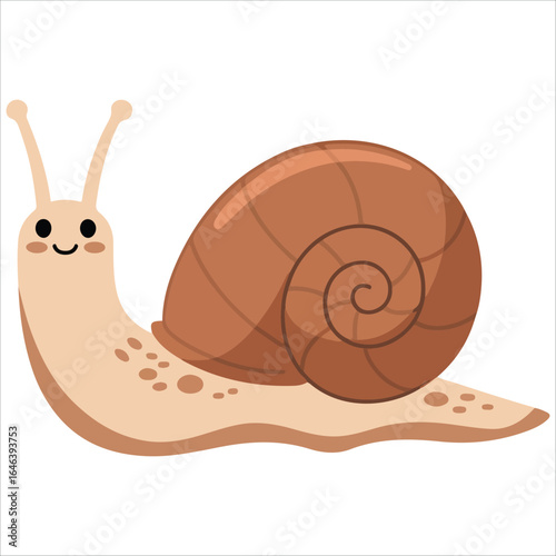 adorable cartoon garden snail character vector art isolated white