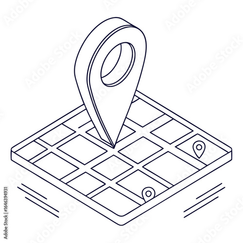 Isometric Map with Location Pins: Navigation, Logistics, and Destination