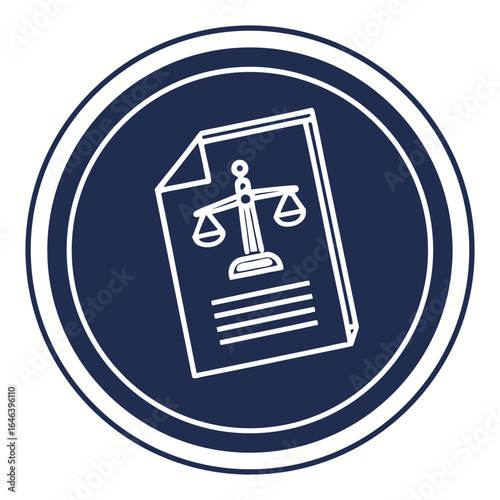 Legal Document and Justice Scale Icon in a Circular Design