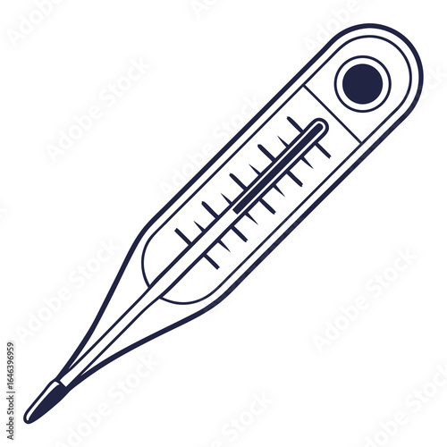 Medical Thermometer Illustration Monochrome Isolated on White Background