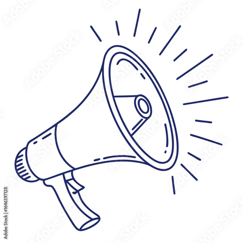 Megaphone Icon Announcing Loudly with Sound Lines and White Background