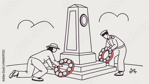 Memorial Day Ceremony: People placing wreaths on the monument