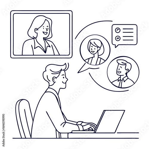 Online Video Conference Meeting Illustration With Smiling Business