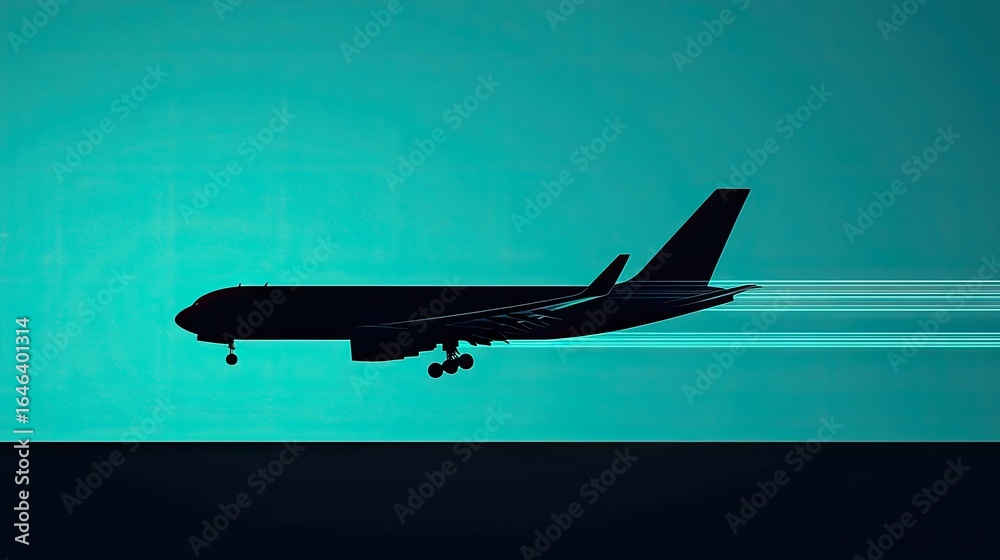 Obraz premium Silhouette of an airplane in flight.