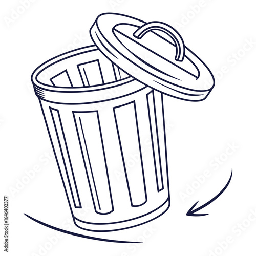 Trash Can Vector Illustration with Opened Lid and a Recycling Arrow