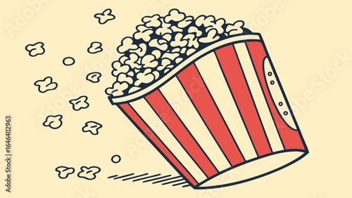 Vector Illustration of a Classic Popcorn Bucket with a Fresh Look