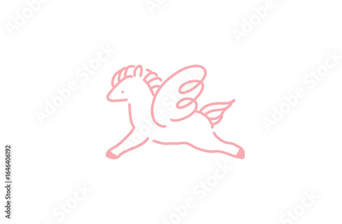 翼のある馬 ペガサス  ピンク