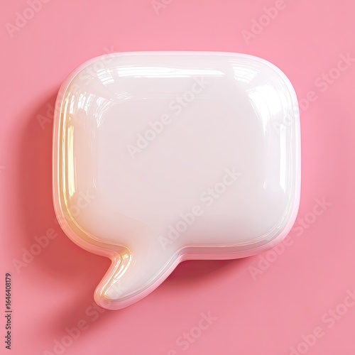 Glossy speech bubble, pink background, communication concept, website design