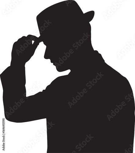 Silhouette of Man Tipping Hat