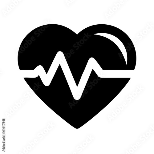 Heart symbol with heartbeat line in minimalistic style  icon on white background