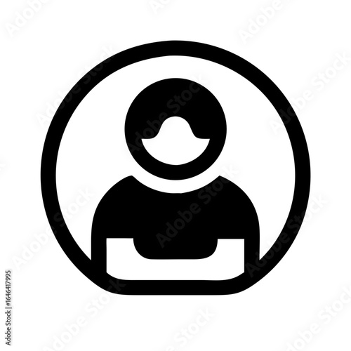 simplistic user circular icon on white background  