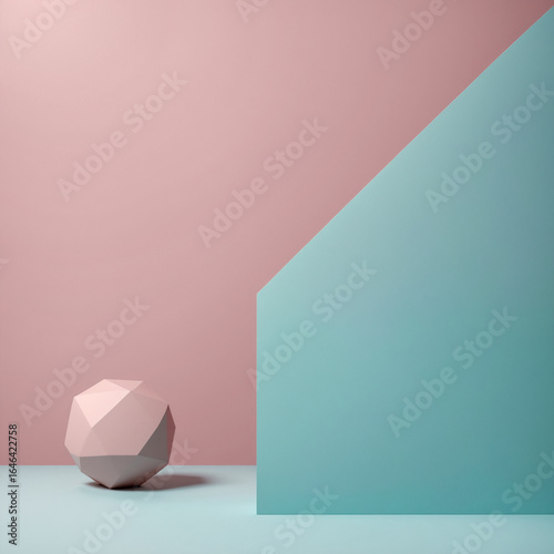 Abstract geometric 3d shapes in soft pastel colors