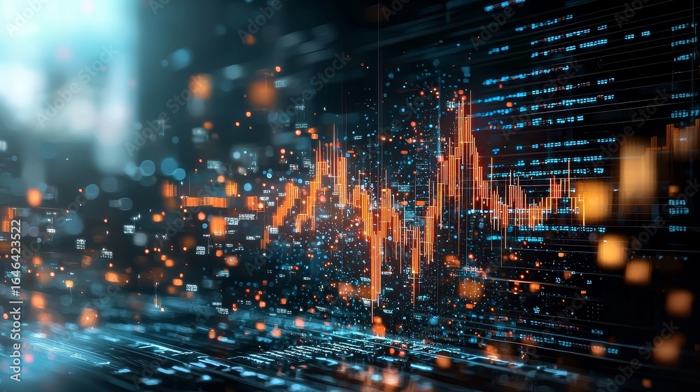 Fototapeta premium Analyzing financial data trends digital environment infographic visualization modern technology data analysis concept