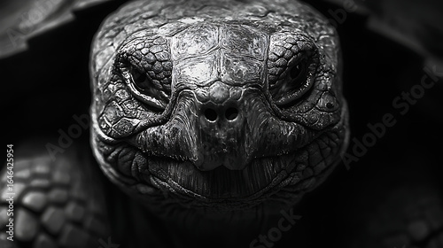 A close up of a turtle's face with a very angry expression