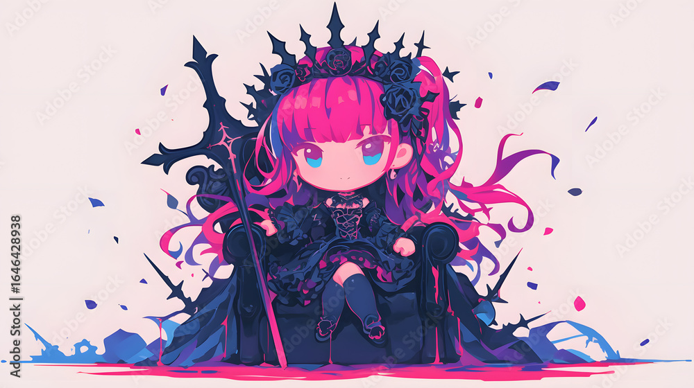 chibi dark princess with thorn crown black rose chibi dark princess with thorn crown black rose