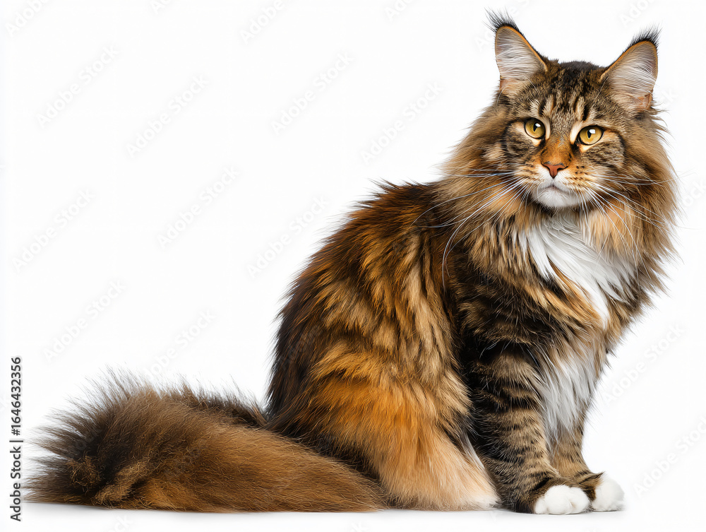 Obraz premium Fluffy Domestic Cat Adorable Purebred Feline Beautiful Pet Longhair Companion Playful Mischievous Soft Fur Grooming Essentials 