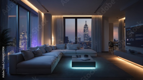 A living room with a large couch and a tv
