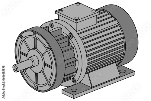 Detailed isometric illustration of an electric motor