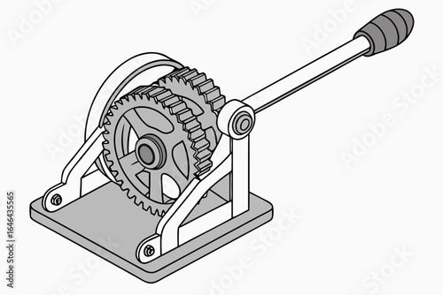 Manual gear winch mechanism with crank handle