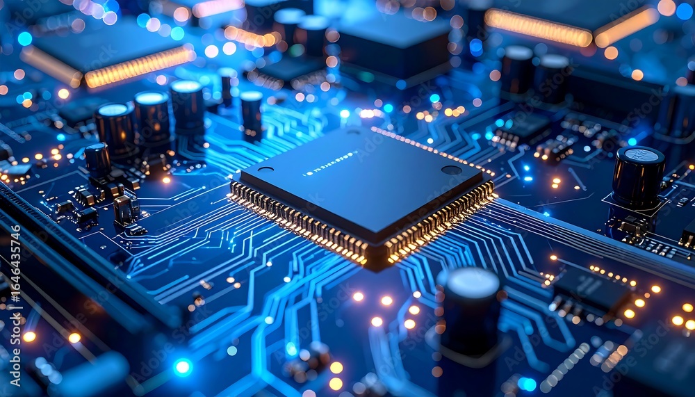 Fototapeta premium CPU Chip Circuit Board Technology. (1)