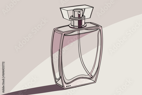 Elegant perfume bottle illustration with subtle pink hues