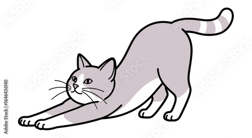 Adorable Cartoon Cat Stretching A Playful Illustration for Your Creative Projects