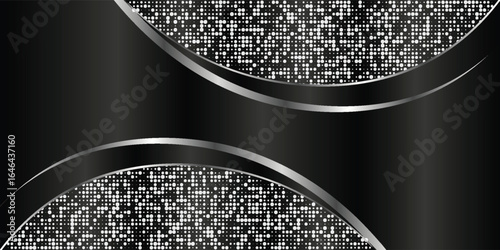 Black Premium abstract background with silver lines isolated on dark background. Premium Vector. Eps 10