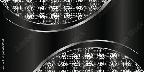 Black Premium abstract background with silver lines isolated on dark background. Premium Vector. Eps 10