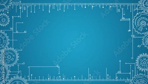 Abstract Blueprint of Gears and Circuits