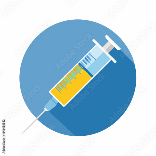 Syringe icon for vaccination and immunization in healthcare services.