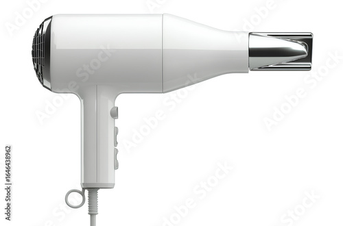  White hair dryer, product design, transparent background,