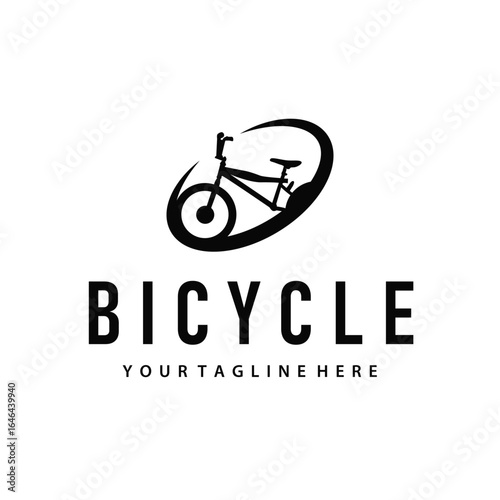 Bicycle logo concept with simple and modern black silhouette, bicycle vehicle with design for product illustration poster template or product bicycle vehicle 
