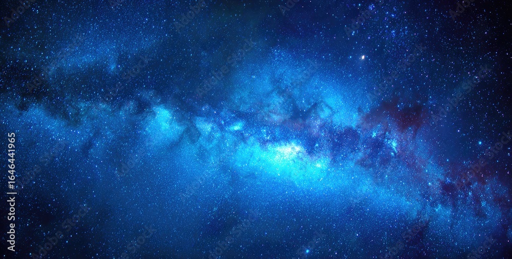 Fototapeta premium Vast expanse of space, vibrant blue nebulae, and countless stars