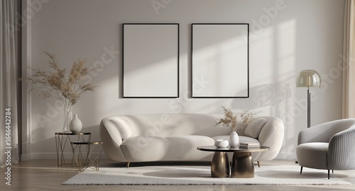 Wallpaper Mural Modern Living Room Design Elegant Sofa, Neutral Decor Statement Lighting Torontodigital.ca