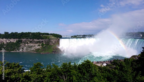 Niagara Falls on a sunny day with rainbow
