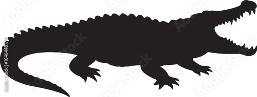 Aggressive Crocodile Silhouette with Open Jaws