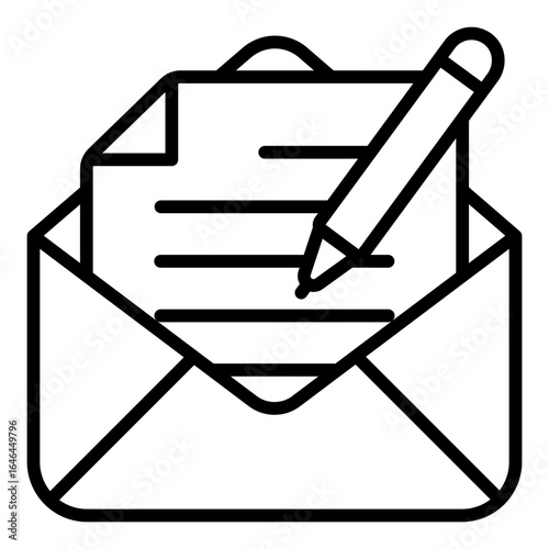 writing outline icon in letter for composing email or personal message