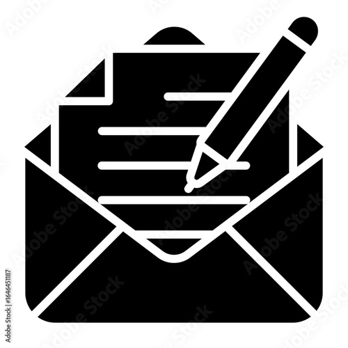 writing glyph icon in letter for composing email or personal message