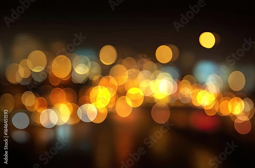 Blurred night city lights, bokeh effect