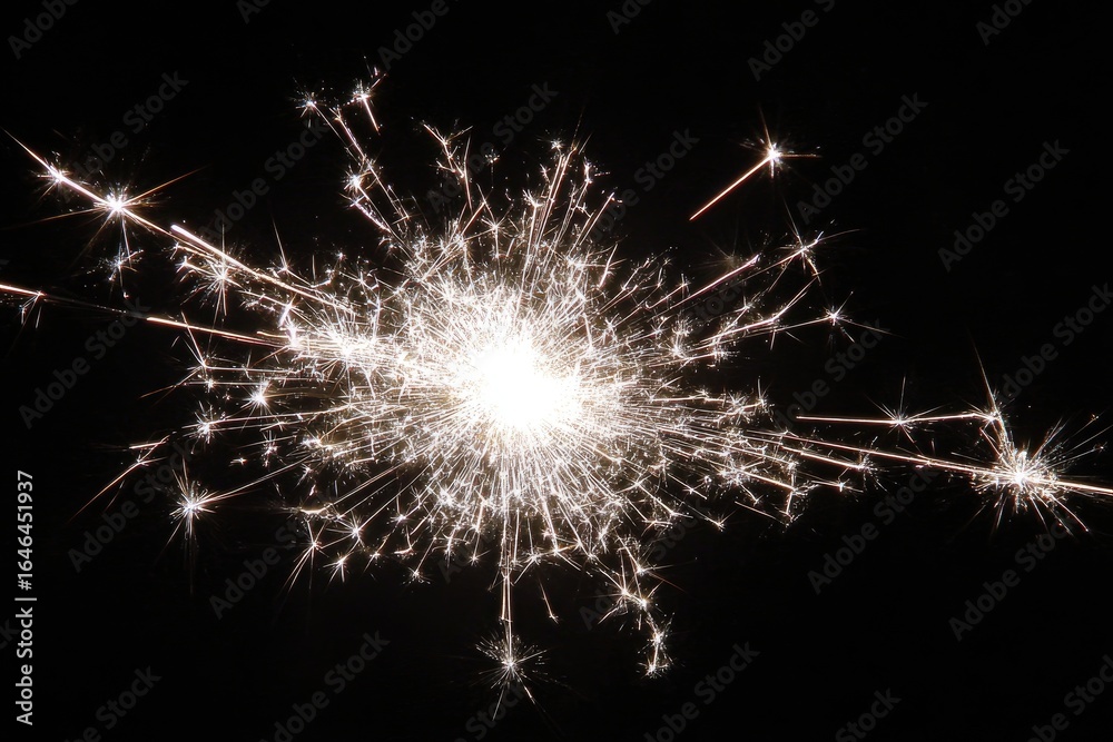 Naklejka premium Sparkling firework burst against black background
