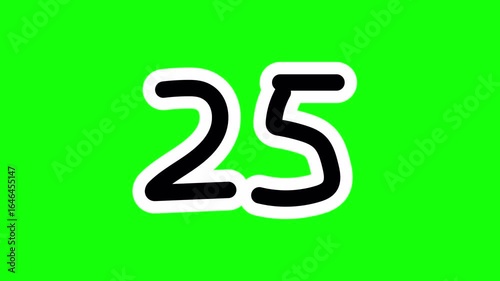 Animated 30 second countdown video from thirty to zero. Features fun, sticker-style numbers with a playful wiggle effect. This clip includes an alpha channel for a transparent background.
