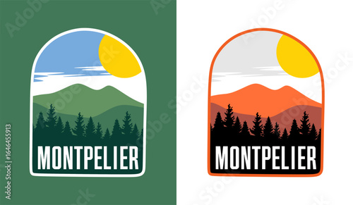 Montpelier Vermont with beautiful mountain and sky view silhouette