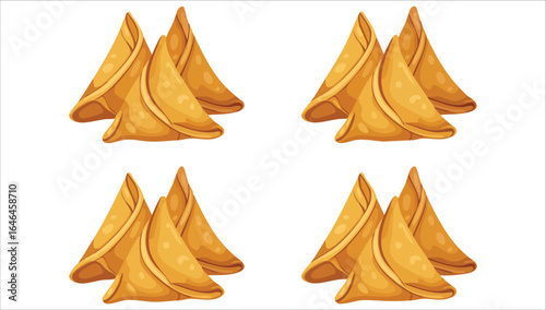 crispy golden samosa vector art isolated white background