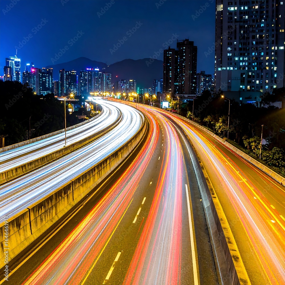 Obraz premium Night highway cityscape
