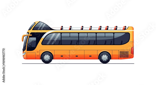 Detailed vector illustration showcasing a vibrant orange double-decker bus
